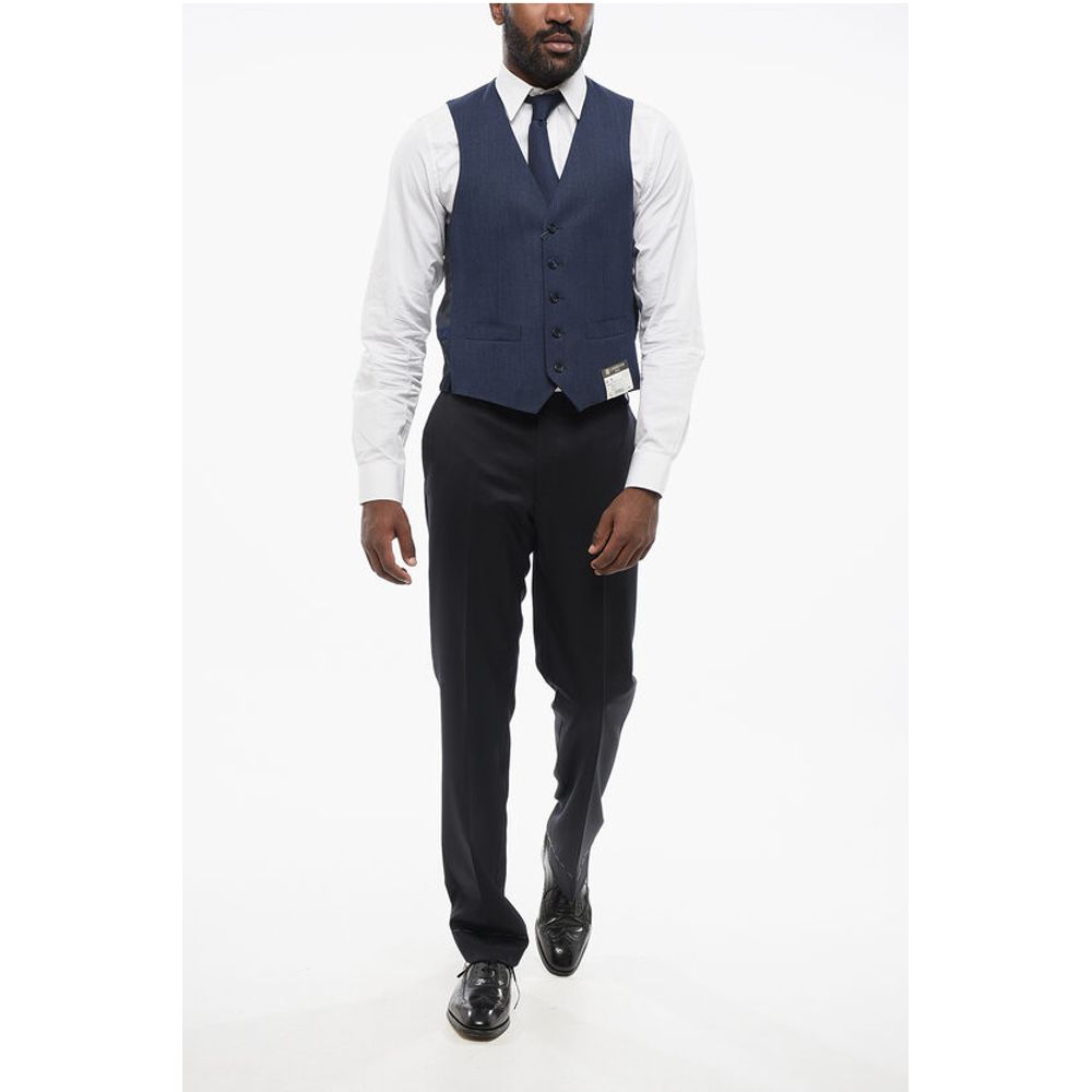 Corneliani 5 Buttons LEADER Wool Vest With Jetted Pockets