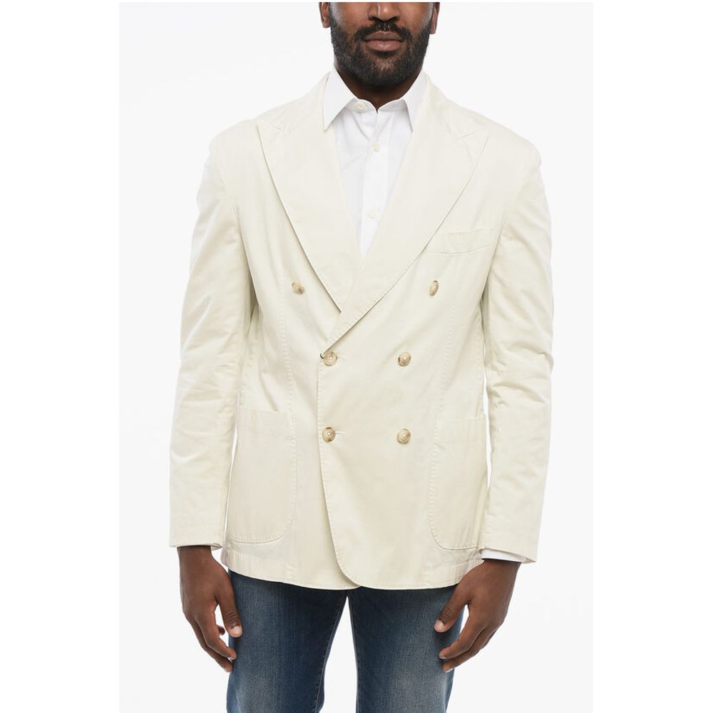 Corneliani CC COLLECTION Unlined Double Breasted Blazer With Peak Lapel