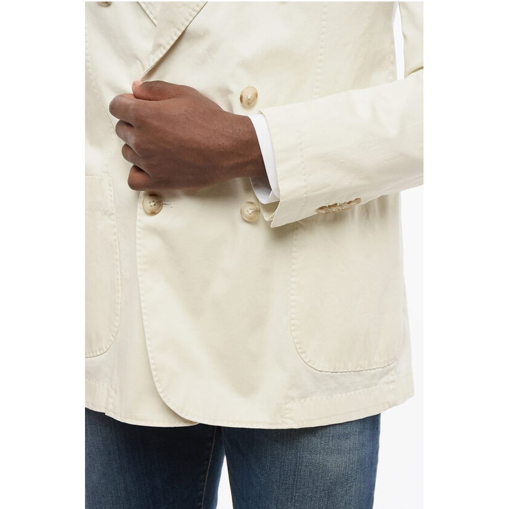 Corneliani CC COLLECTION Unlined Double Breasted Blazer With Peak Lapel