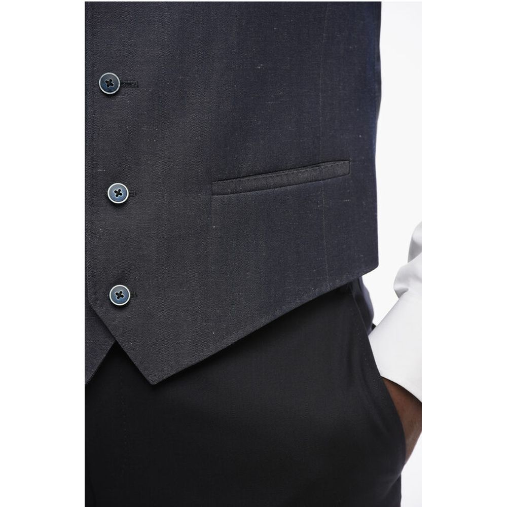 Corneliani Denim Effect Vest with Half-Belt