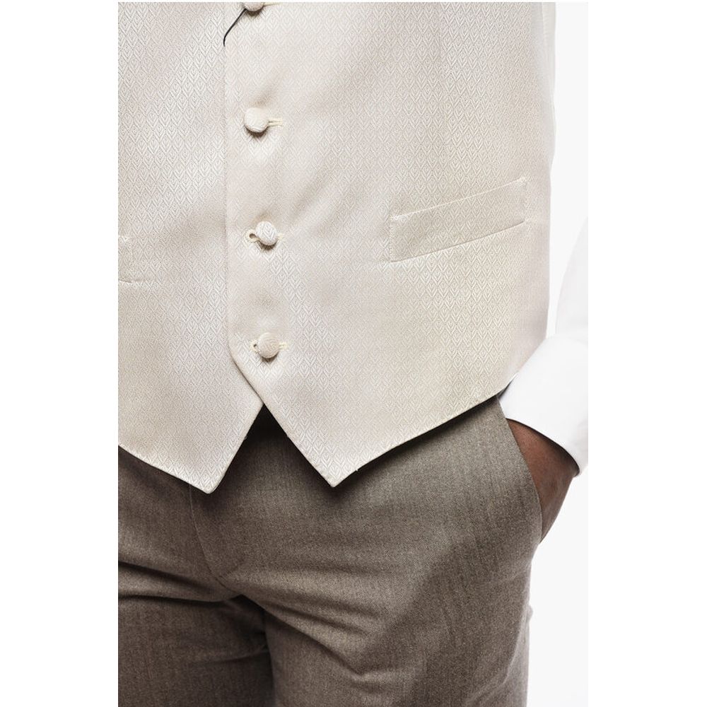 Corneliani CODE 4 Buttons Silk Blend Vest With Jetted Pockets