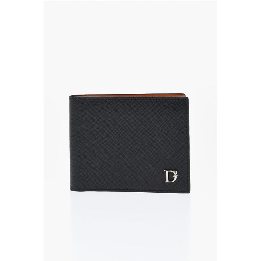 Dsquared² Saffiano Leather Bifold Wallet with Silver-Tone Monogram