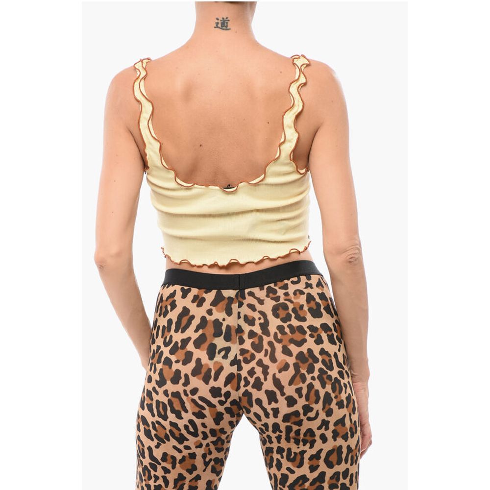 Dsquared² Ribbed Crop Top with Embroidered Logo
