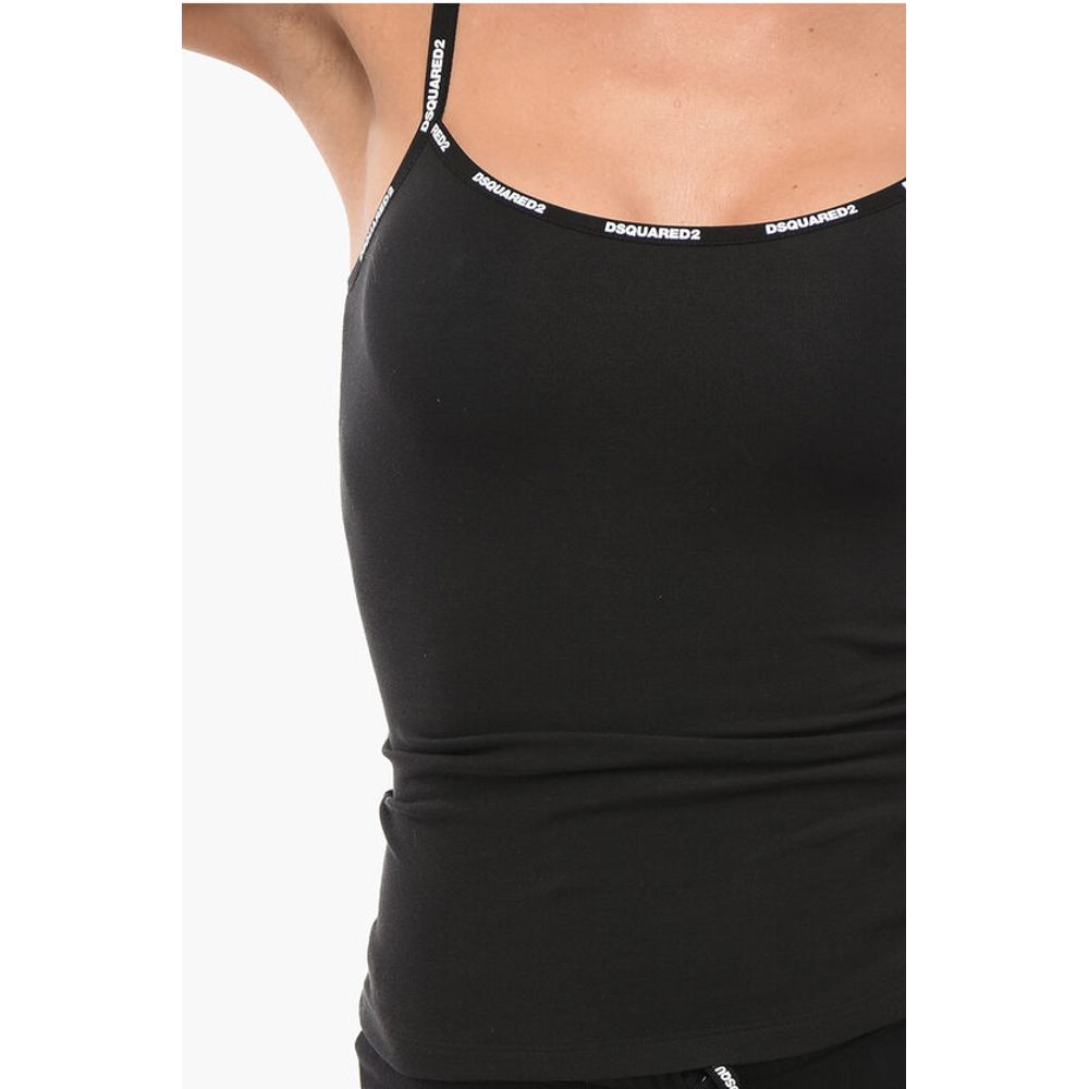 Dsquared² Stretch Cotton Tank Top with Logoed Details