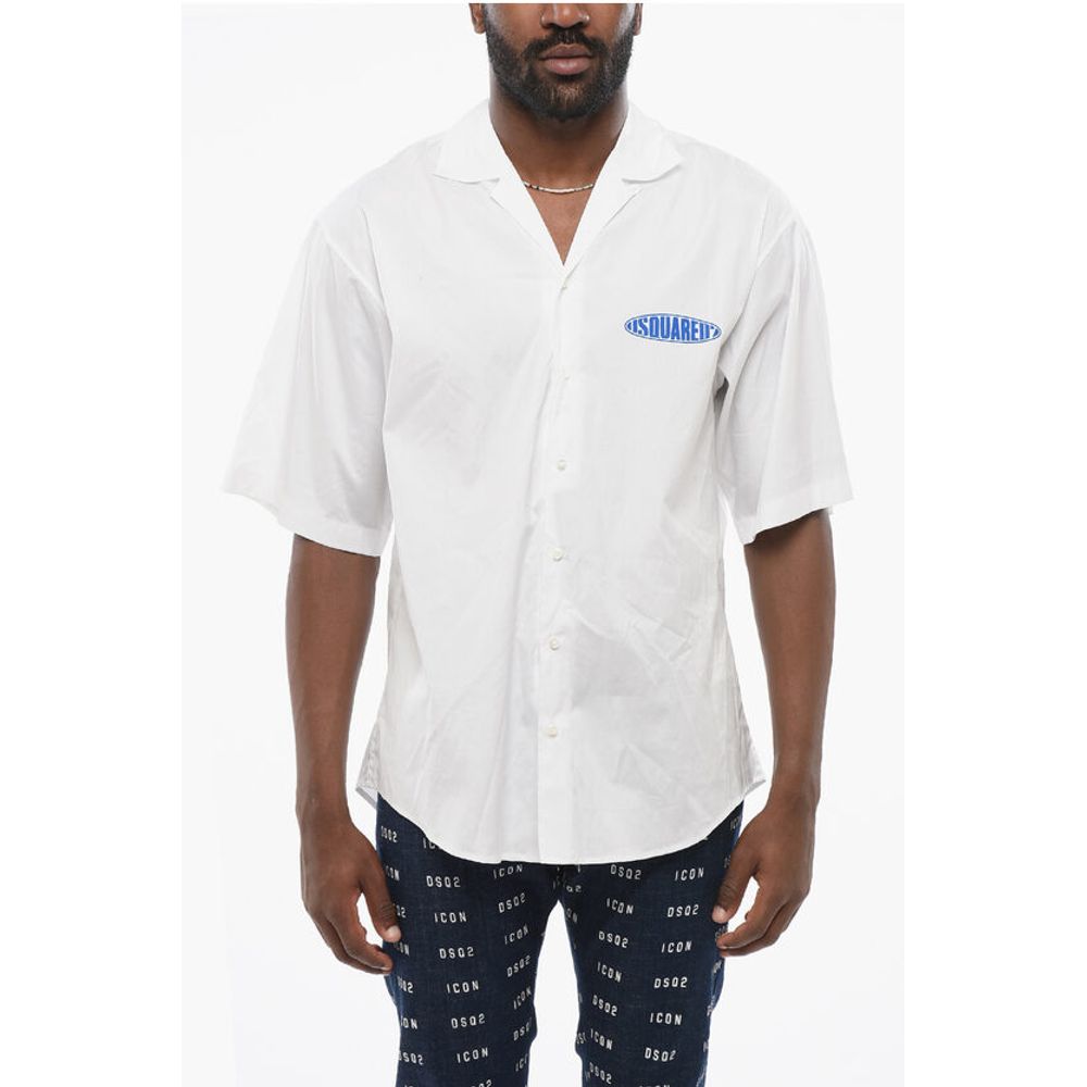 Dsquared² Popeline Bowling Shirt with Printed Logo