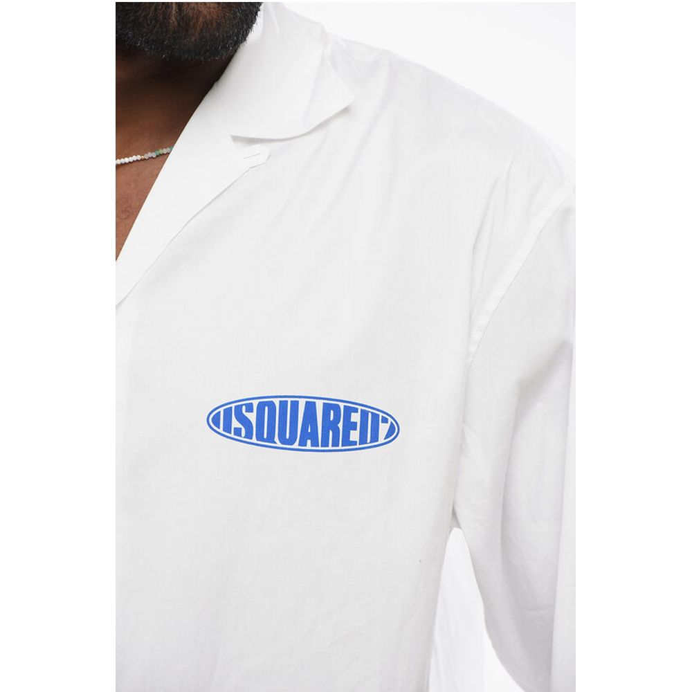 Dsquared² Popeline Bowling Shirt with Printed Logo