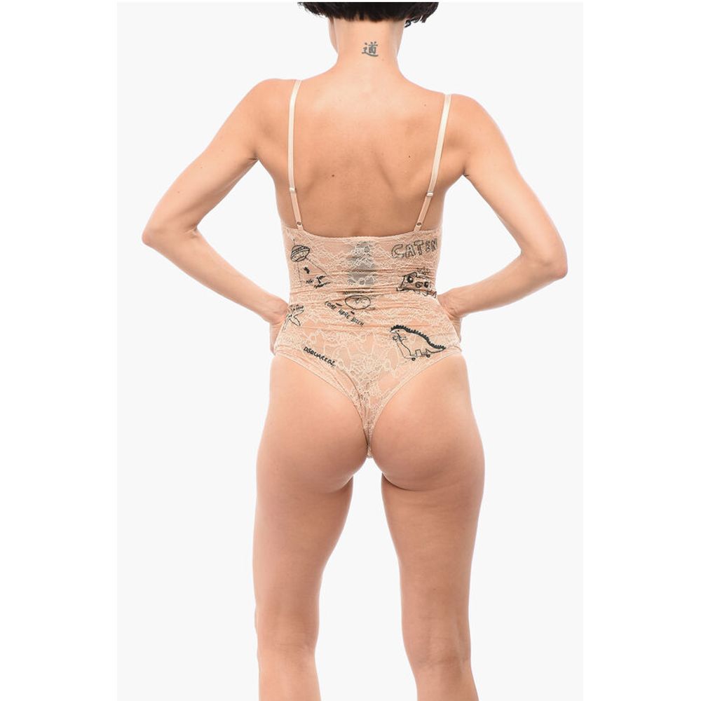 Dsquared² Lace Bodysuit with All-Over Embroideries
