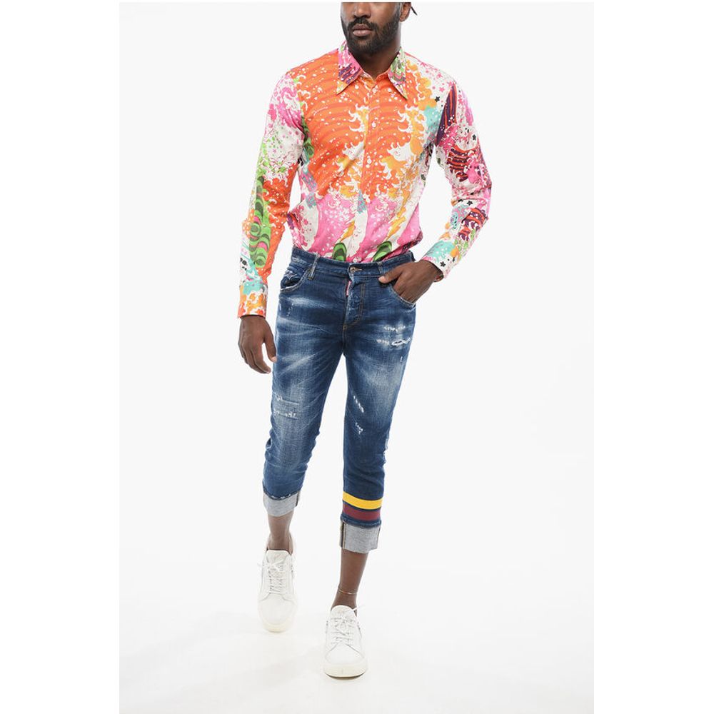 Dsquared² Dark Washed Sailor Fit Denims with Printed Bands 15cm