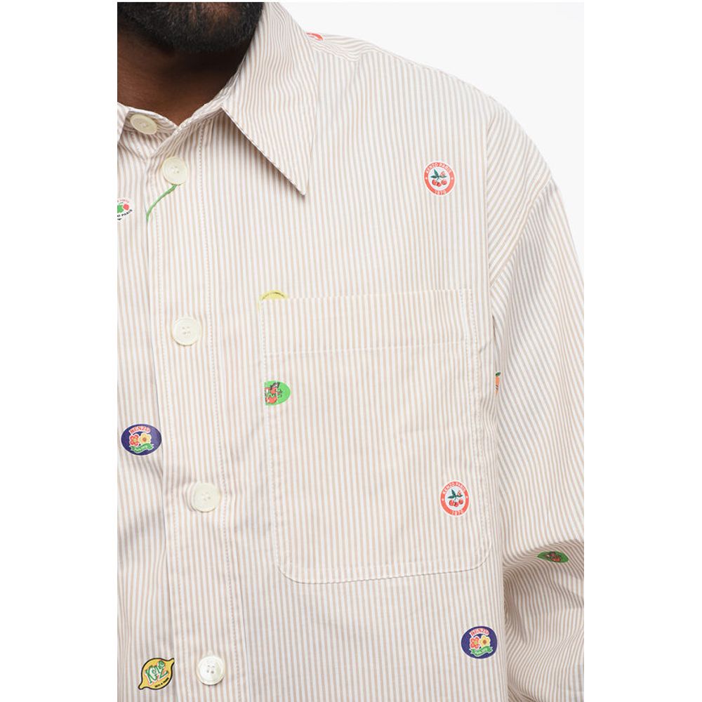 Kenzo Striped FRUIT STICKERS Cotton Shirt with Breast-pocket