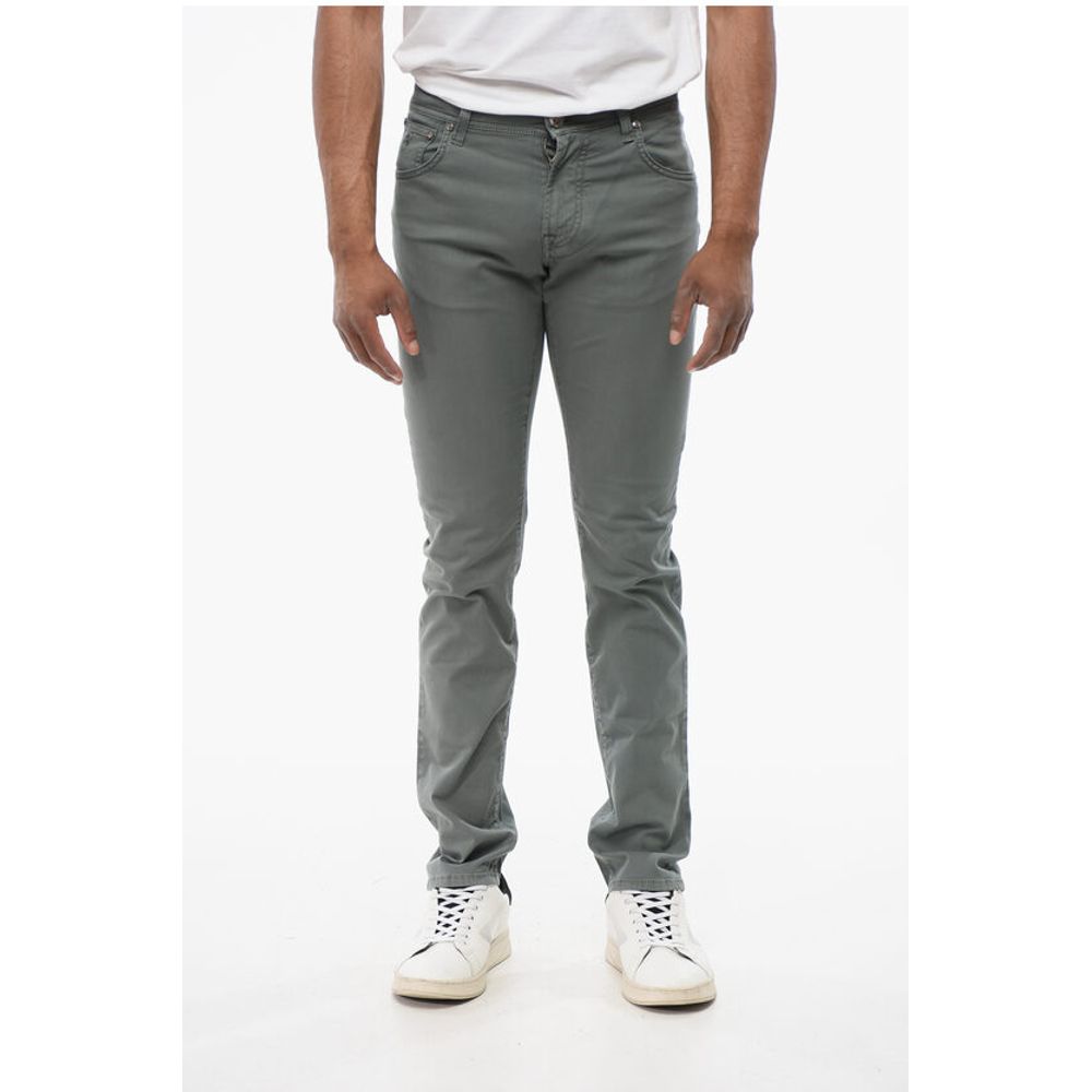 Corneliani ID Stretchy Cotton 5-pocket Pants with Embroidered Logo 17cm