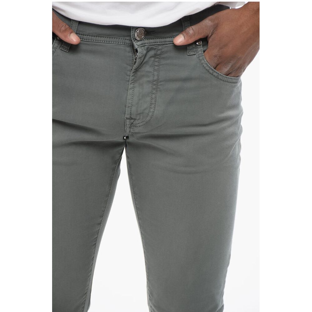 Corneliani ID Stretchy Cotton 5-pocket Pants with Embroidered Logo 17cm