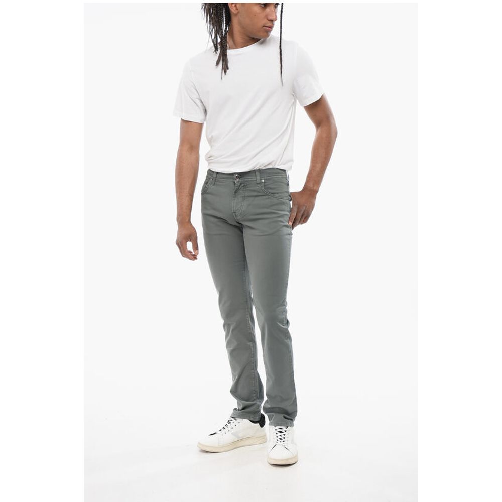 Corneliani ID Stretchy Cotton 5-pocket Pants with Embroidered Logo 17cm