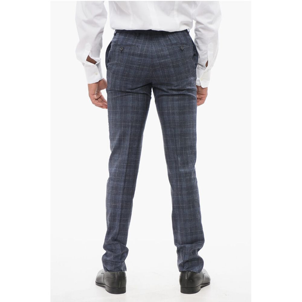 Corneliani CC COLLECTION Plaid Check Silk Blend Pants