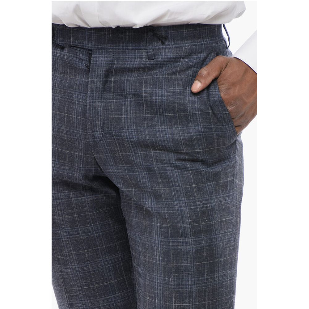 Corneliani CC COLLECTION Plaid Check Silk Blend Pants