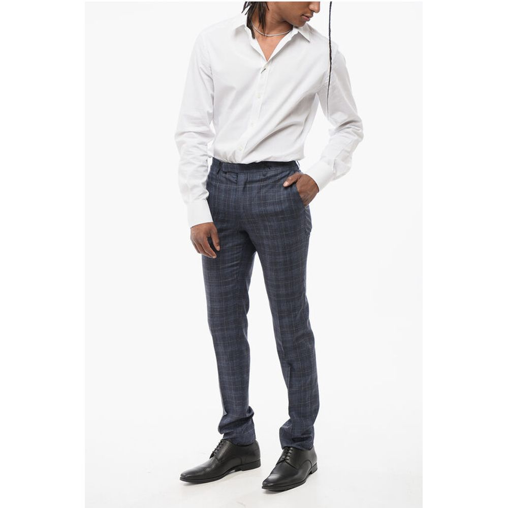 Corneliani CC COLLECTION Plaid Check Silk Blend Pants