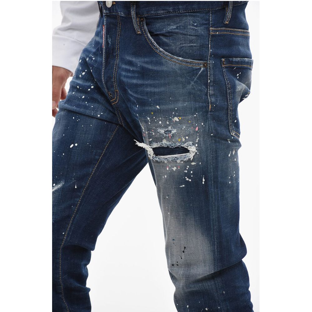 Dsquared² TWINPHONY Dark-washed Cool Guy Denims with Paint Motif