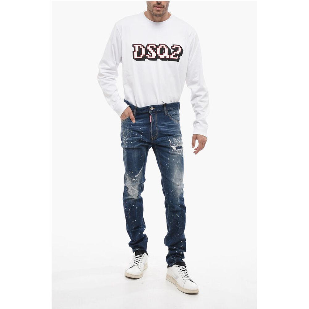 Dsquared² TWINPHONY Dark-washed Cool Guy Denims with Paint Motif