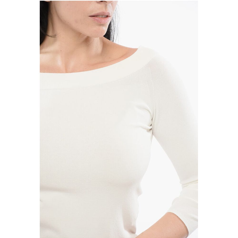 Roberto Collina Solid Color Lightweight Top with Boat Neckline