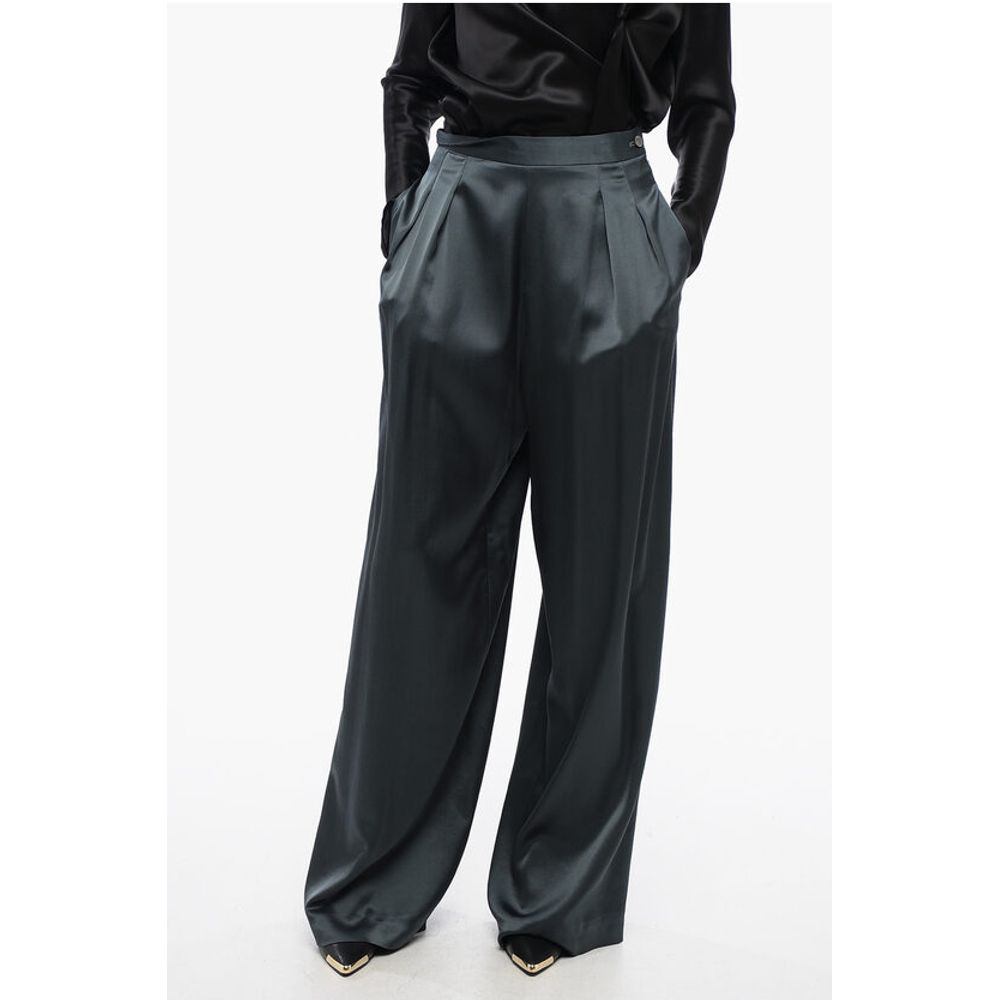 Fabiana Filippi Satin Palazzo Pants with Double-Pleats