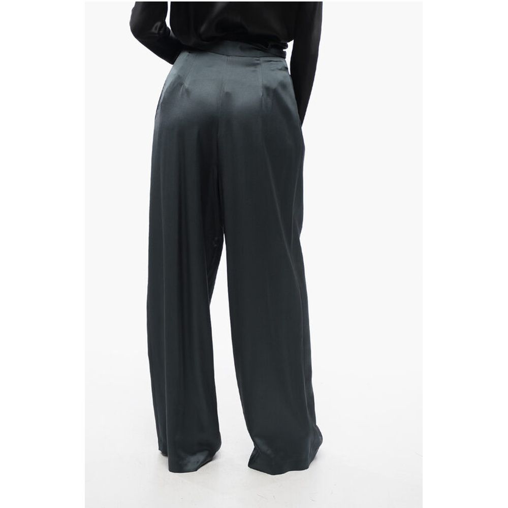 Fabiana Filippi Satin Palazzo Pants with Double-Pleats