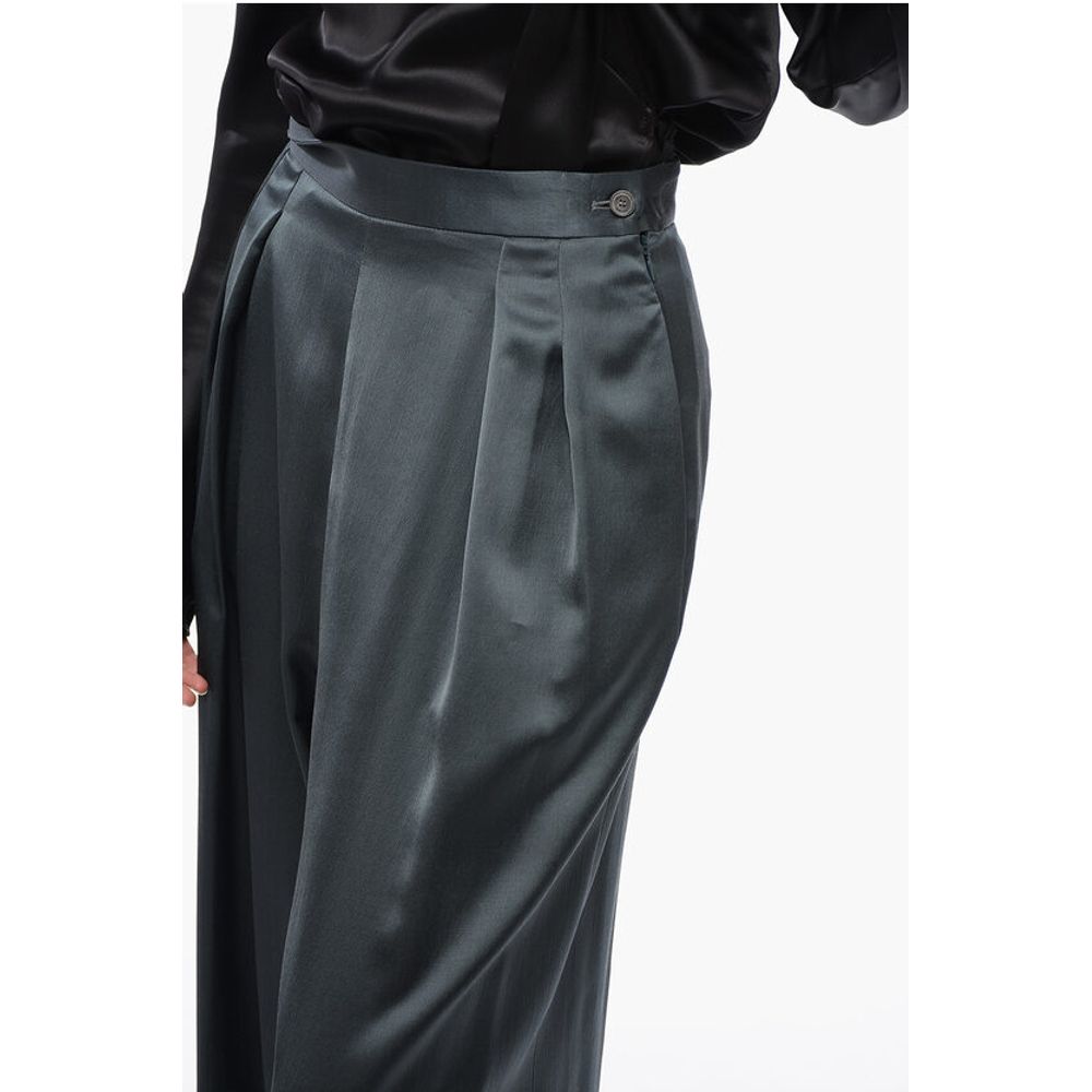 Fabiana Filippi Satin Palazzo Pants with Double-Pleats