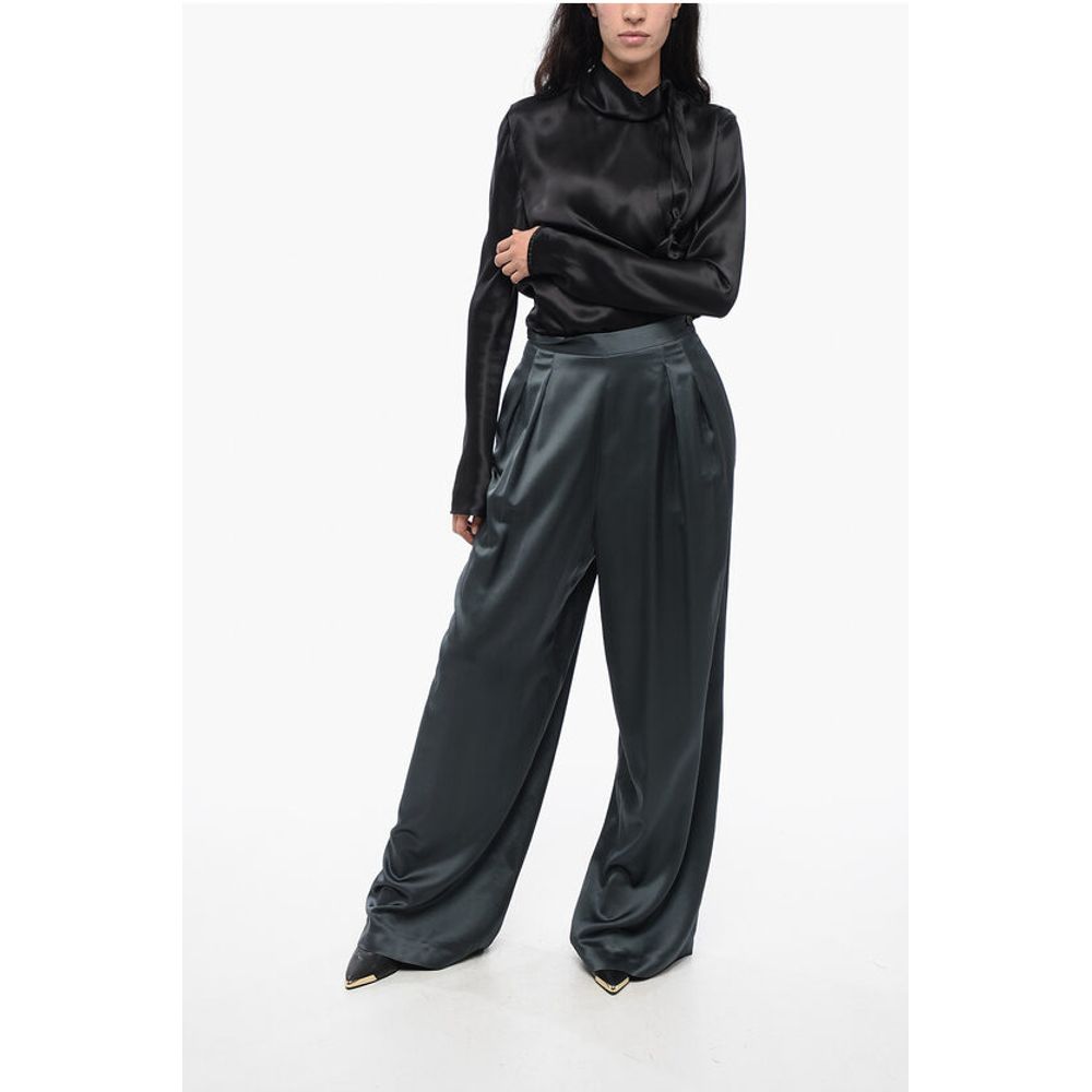 Fabiana Filippi Satin Palazzo Pants with Double-Pleats