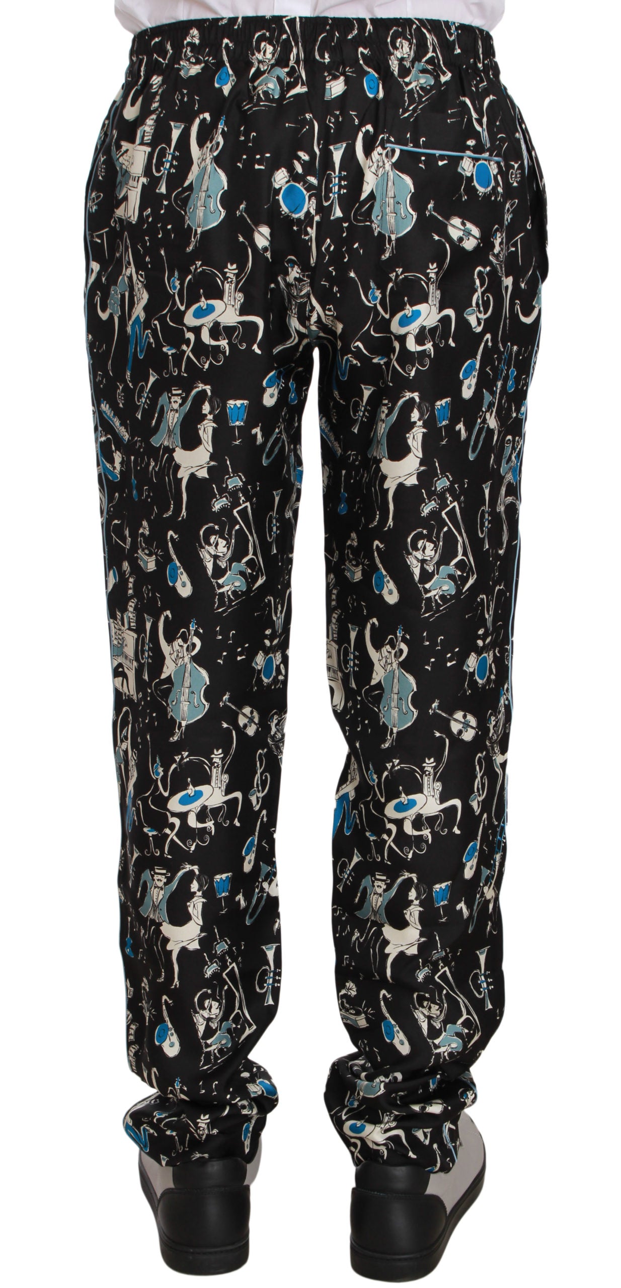 Dolce & Gabbana Pantaloni lounge eleganti in seta con stampa unica