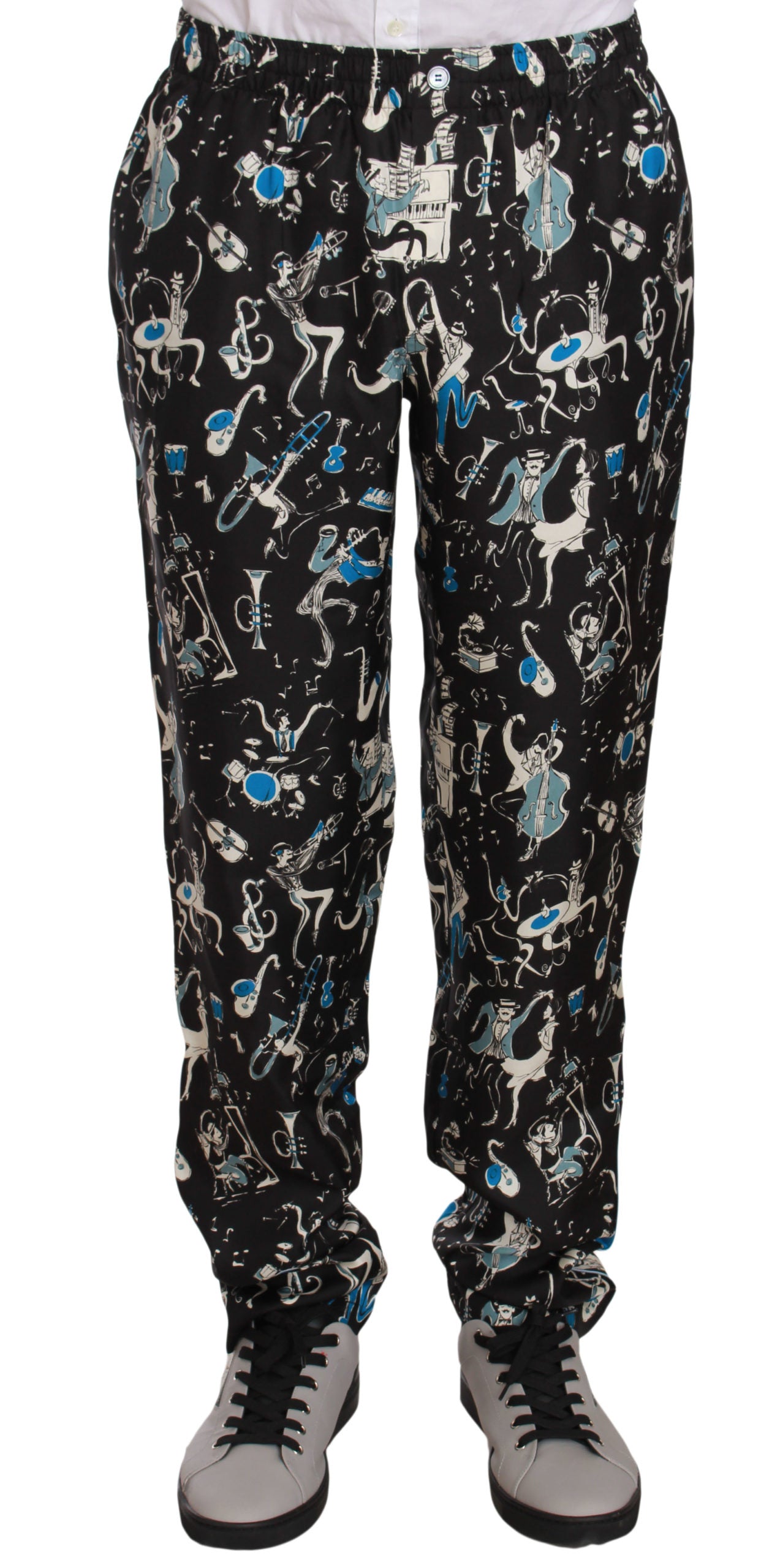 Dolce & Gabbana Pantaloni lounge eleganti in seta con stampa unica