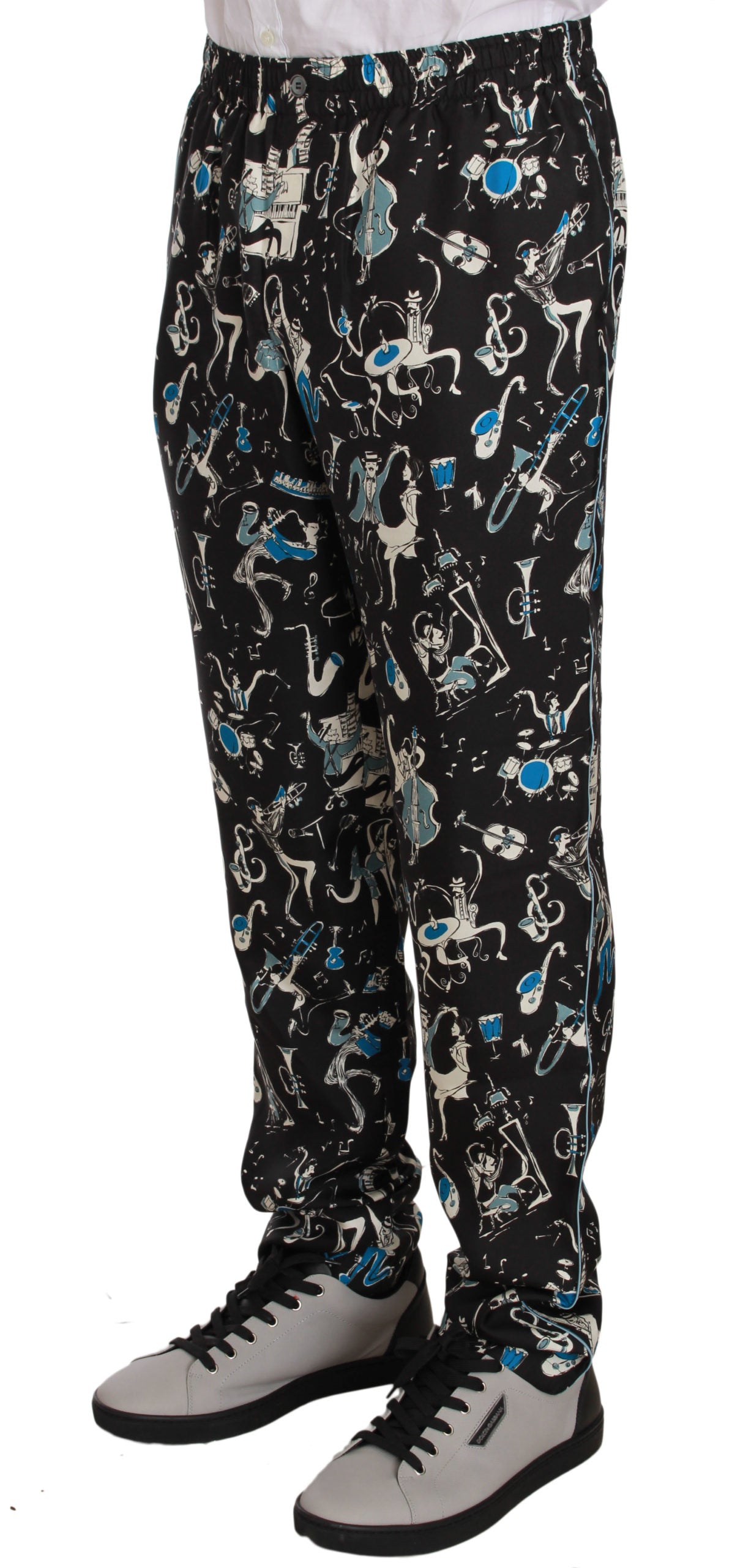 Dolce & Gabbana Pantaloni lounge eleganti in seta con stampa unica