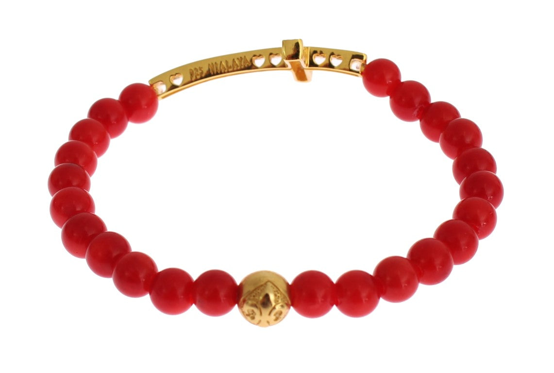 Nialaya Elegant Gold and Red Coral Beaded Bracelet - PER.FASHION