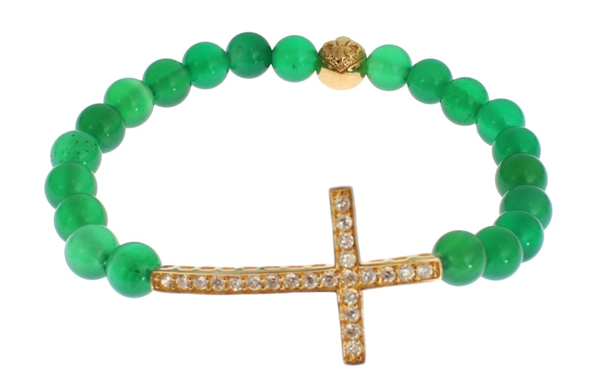 Nialaya Elegant Green Jade Bead & Gold Plated Bracelet - PER.FASHION
