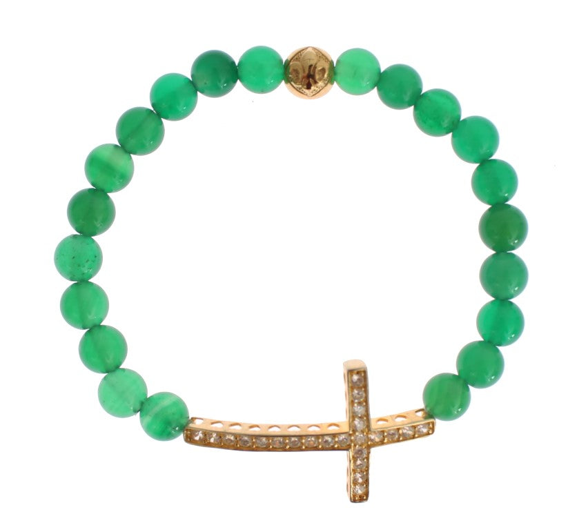 Nialaya Elegant Green Jade Bead & Gold Plated Bracelet - PER.FASHION