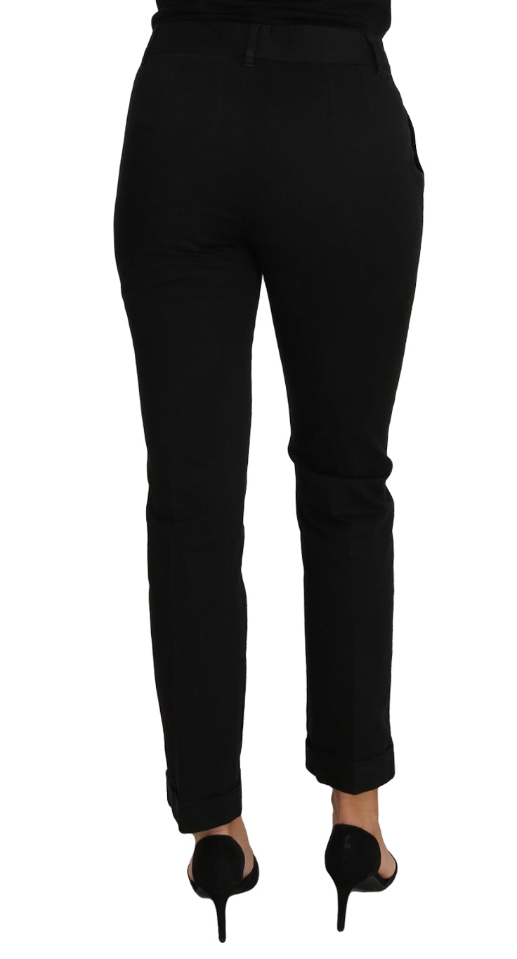 Pantaloni eleganti in cotone nero Dolce & Gabbana