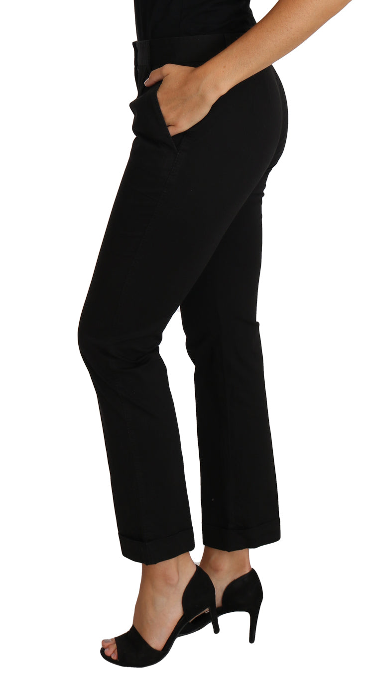 Pantaloni eleganti in cotone nero Dolce & Gabbana