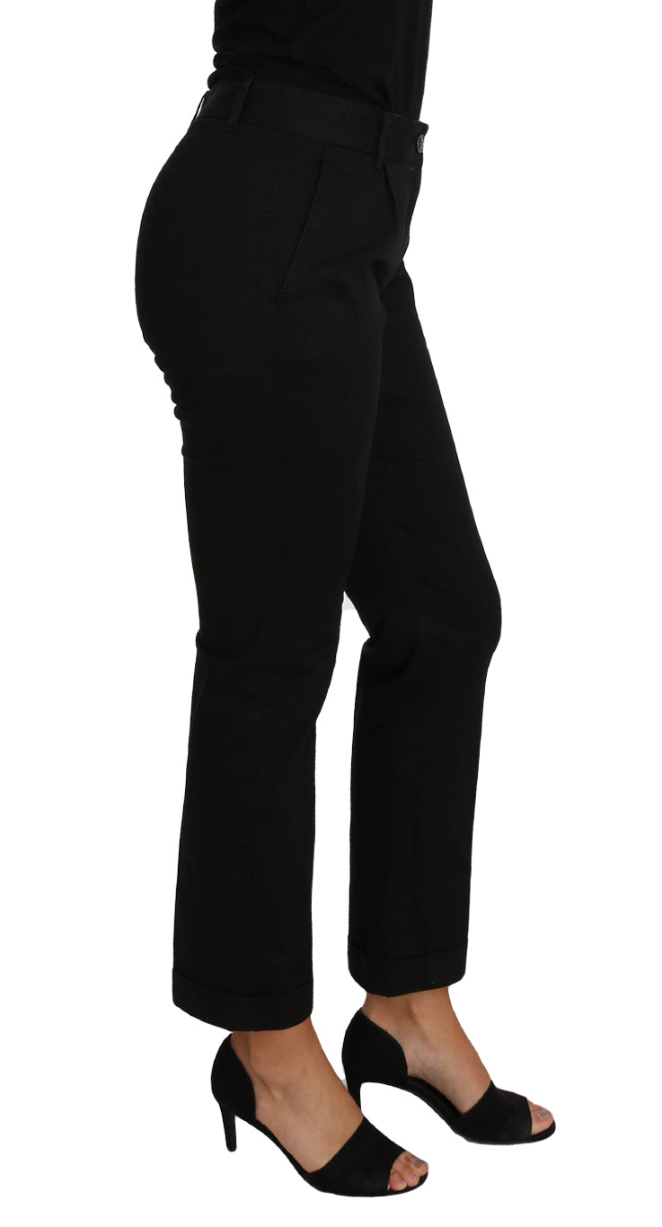 Pantaloni eleganti in cotone nero Dolce & Gabbana