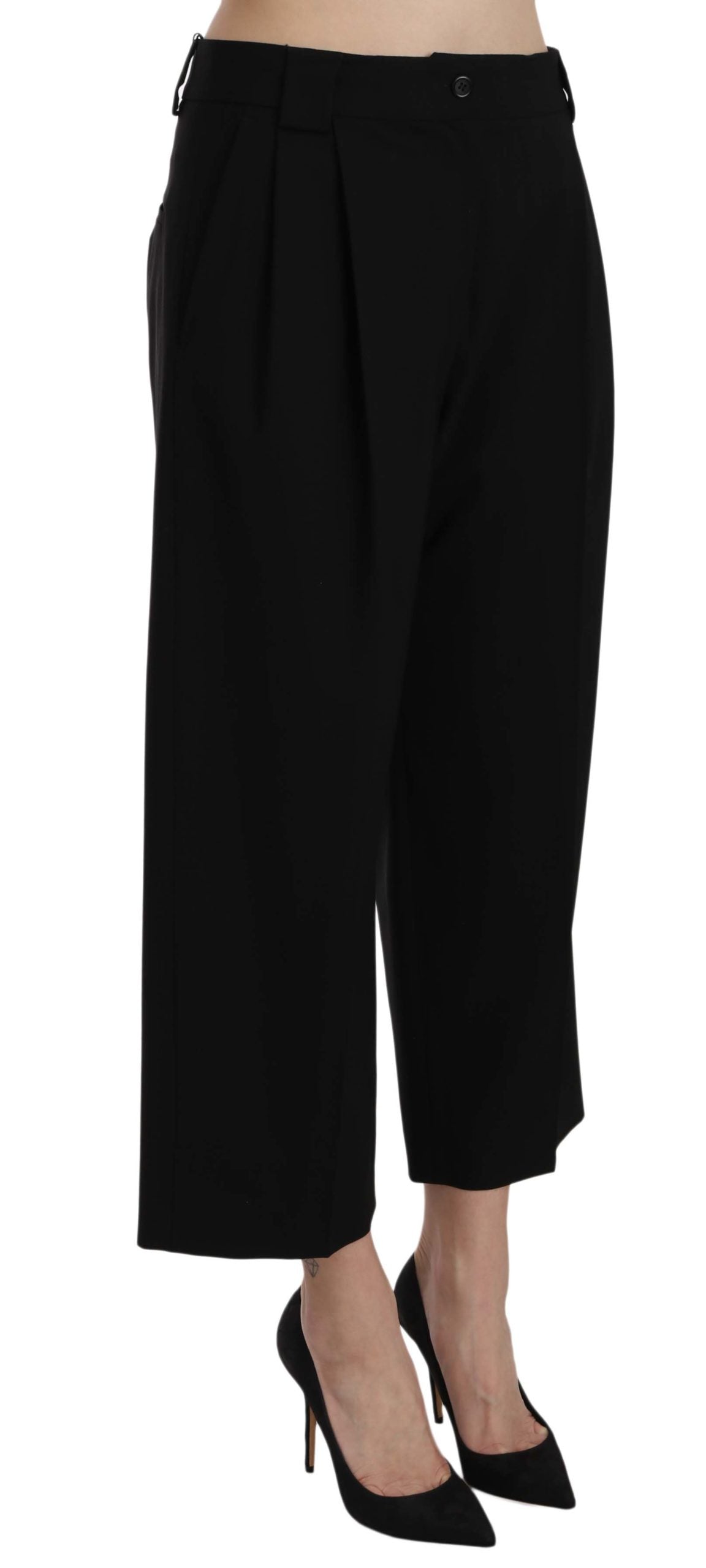 Dolce & Gabbana Pantaloni eleganti in cotone nero