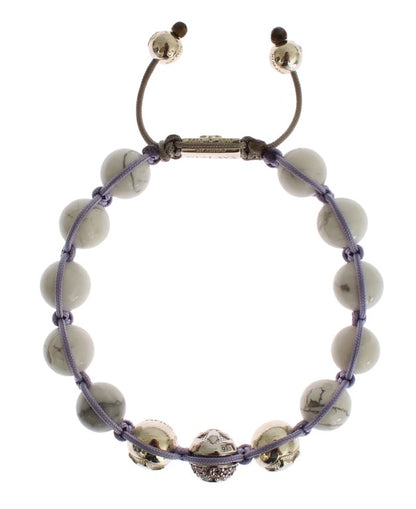Nialaya Elegant Silver Purple CZ & Howlite Bracelet - PER.FASHION