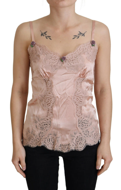 Dolce & Gabbana Elegant Pink Silk Lingerie Top - PER.FASHION