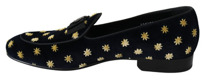 Dolce & Gabbana Elegant Velvet Crown Embroidery Loafers - PER.FASHION