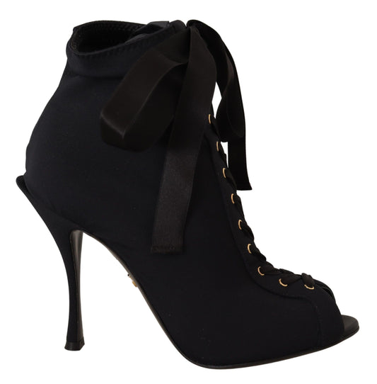 Dolce & Gabbana Elegant Ankle Open Toe Heel Boots - PER.FASHION