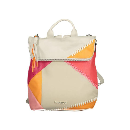 Desigual Chic White Backpack with Contrasting Details - PER.FASHION