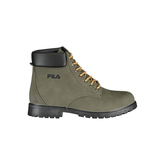 Fila Chic Green Laced Boots with Contrast Embroidery - PER.FASHION