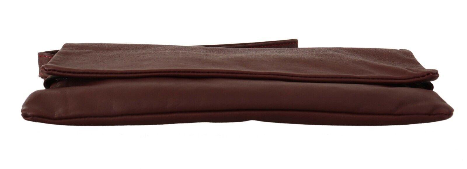 Elegant Brown Leather Clutch with Silver Detailing - PER.FASHION