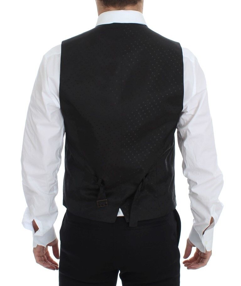 Dolce & Gabbana Elegant Silk-Wool Black Dress Vest - PER.FASHION