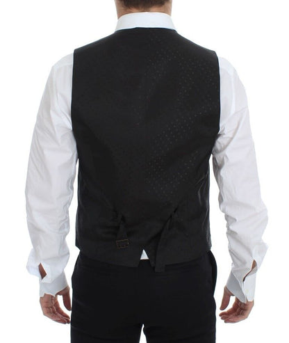Dolce & Gabbana Elegant Silk-Wool Black Dress Vest - PER.FASHION