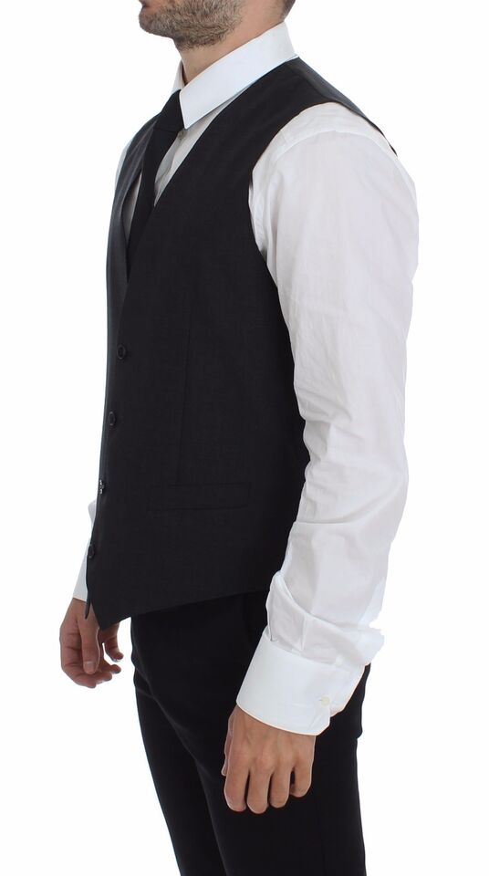 Dolce & Gabbana Sleek Gray Wool Dress Vest - PER.FASHION