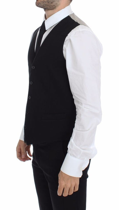 Dolce & Gabbana Elegant Black Silk Dress Vest - PER.FASHION