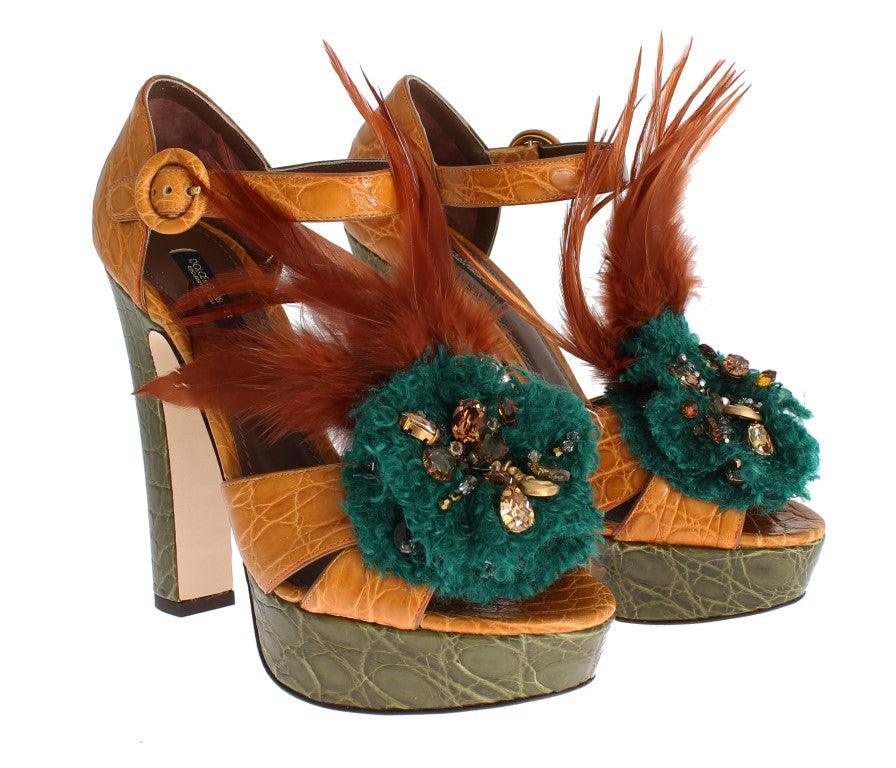 Dolce & Gabbana Multicolor Crystal Ankle Strap Platform Sandals - PER.FASHION