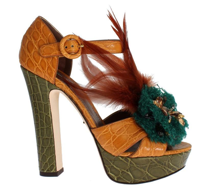 Dolce & Gabbana Multicolor Crystal Ankle Strap Platform Sandals - PER.FASHION