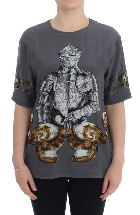 Dolce & Gabbana Enchanted Sicily Silk Blouse with Knight Print - PER.FASHION